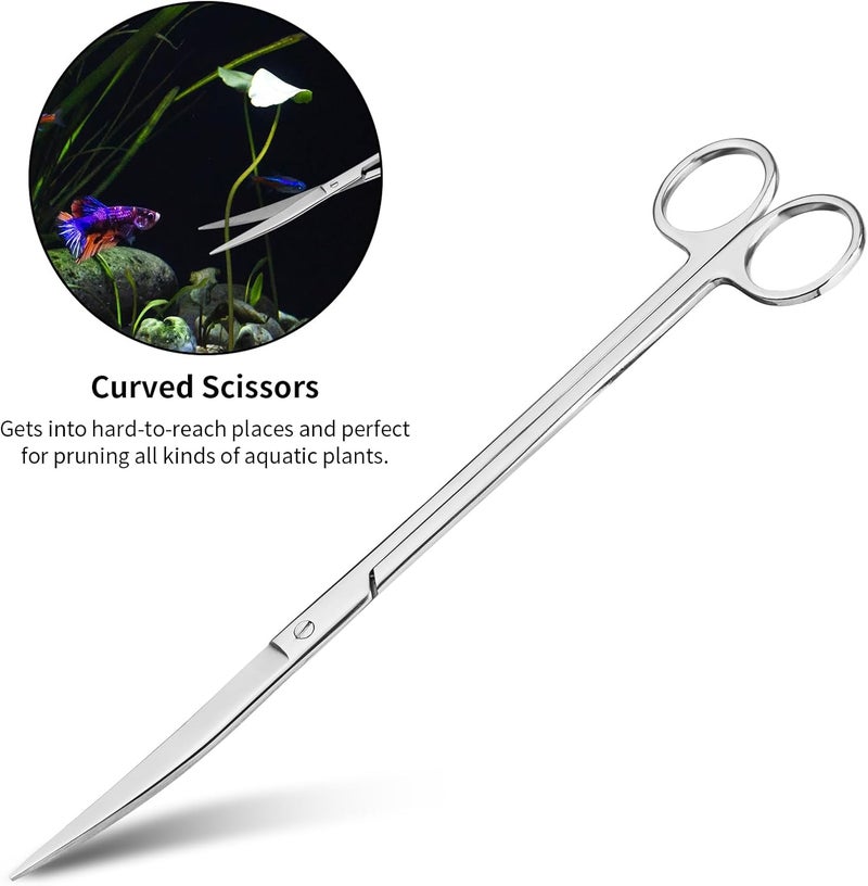Ohtomber Aquascape Tools Aquarium Kit - 4PCS Terrarium Supplies Include Long Tweezers for Terrarium, Feeding Tongs, Aquarium Scissors, Algae Scraper for Fish Tank Cleaning Plant Trimming - Image 3